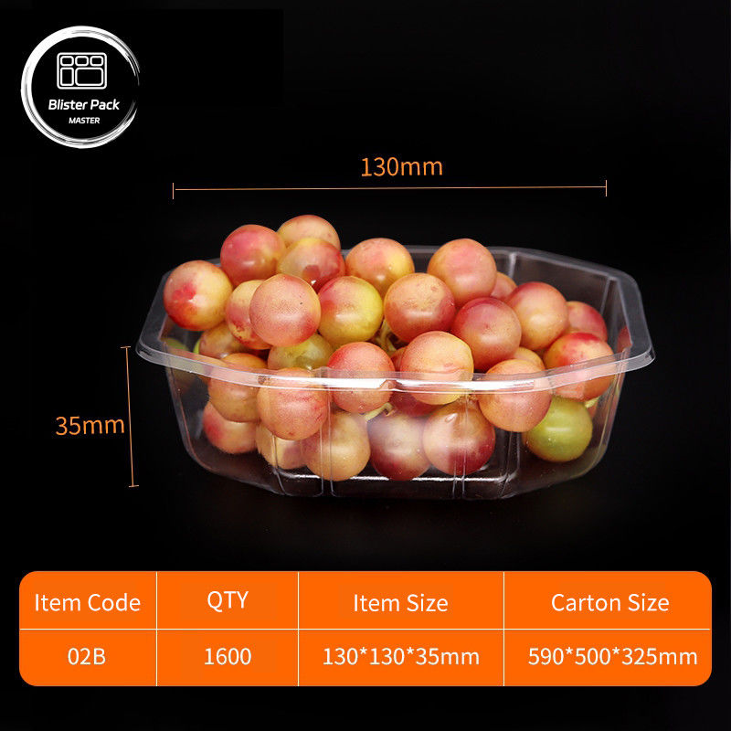 ظرف های شفاف میوه های PET Clamshell جعبه های پلاستیکی یکبار مصرفی با پوشش برای بسته بندی لیچی و انگور