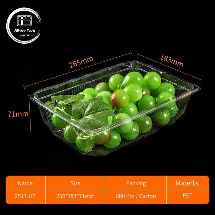 ظرف های شفاف میوه های PET Clamshell جعبه های پلاستیکی یکبار مصرفی با پوشش برای بسته بندی لیچی و انگور