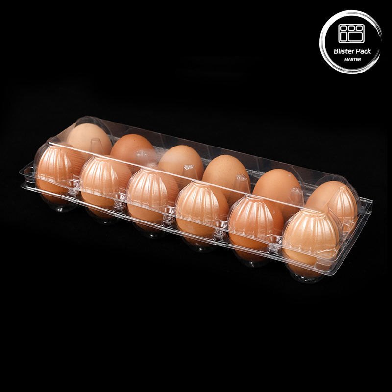 سینی پر از تاول های تخم مرغ PET با 12 شکاف و یکبار مصرف