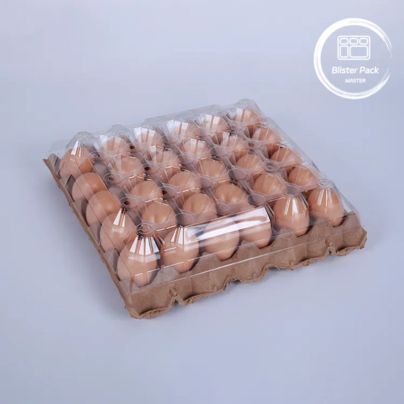 بسته بندی ظرف تخم مرغ پلاستیکی PET 30 سوراخ کارتن در اندازه S / M / L با کف کاغذی