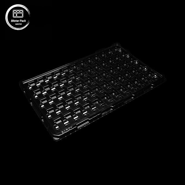 سینی پلاستیکی شفاف ضد ایستاتیک شکل داده شده با خلاء، بسته بندی 60 شبکه ای برای محصولات الکترونیکی کوچک